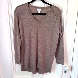 Kenar Merino Wool Vneck Long Sleeve Tunic Style Sweater Size Small